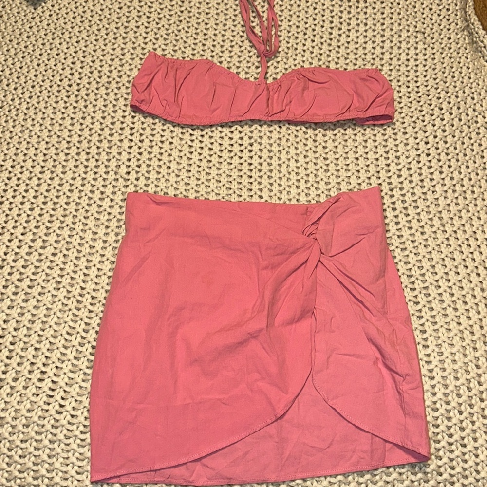 Half heart MINI SKIRT SET M Pink